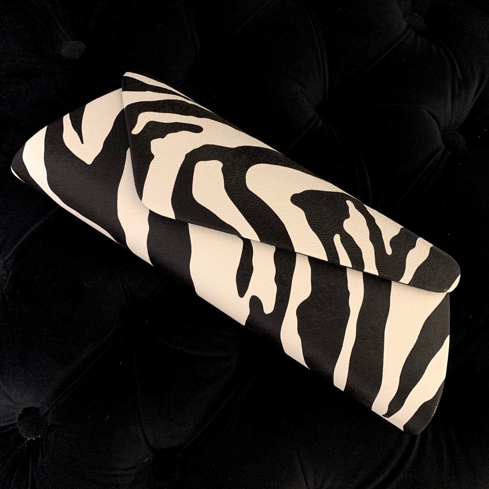 ZEBRA clutch, wristlet chain tucked inside.